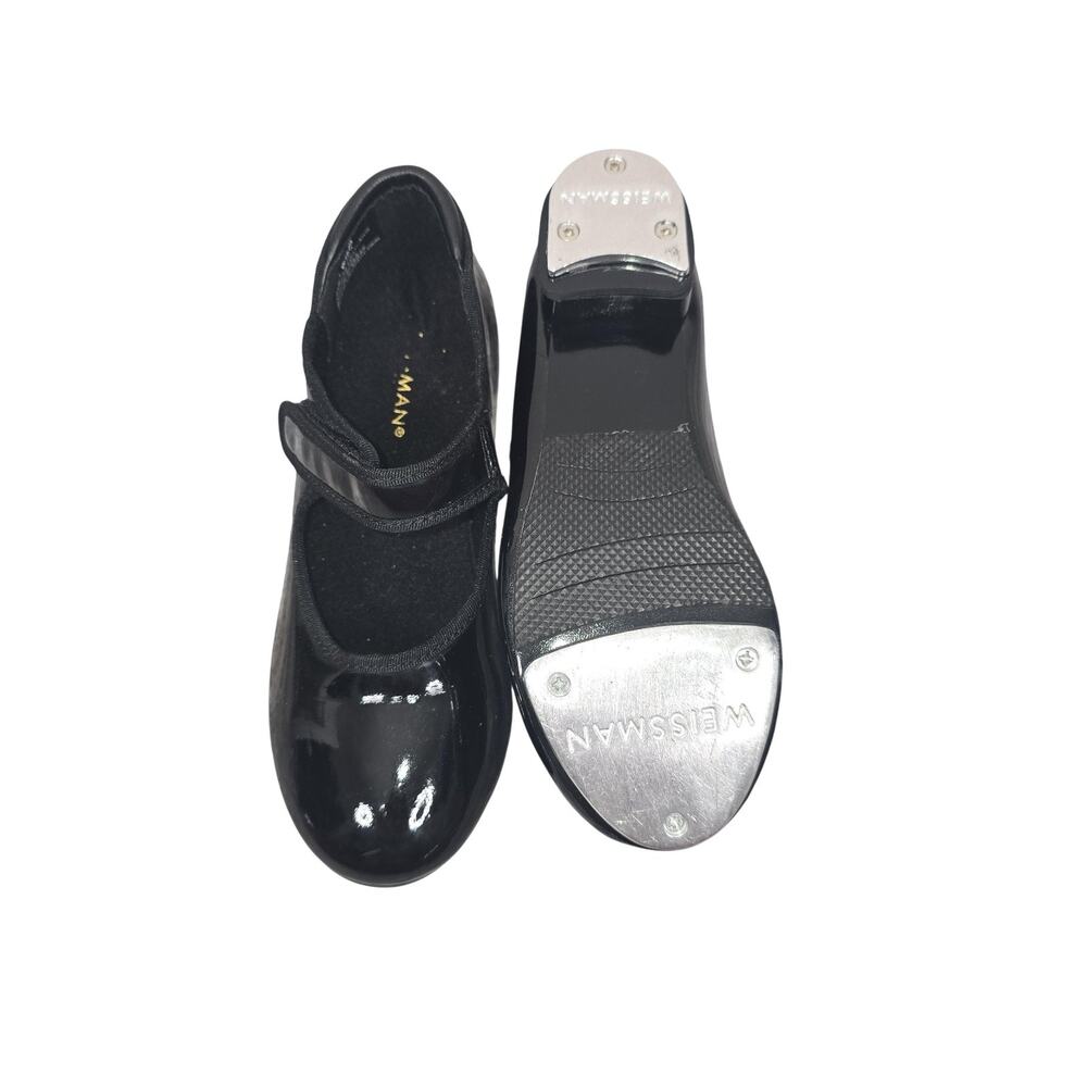 Weissman Tap Shoes Kids Girls Size 13.5 Black Patent Mary Jane Strap Dance W2600